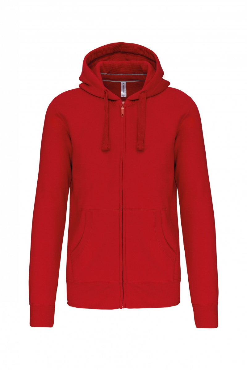 K454 Hooded Sweater Met Rits Rood