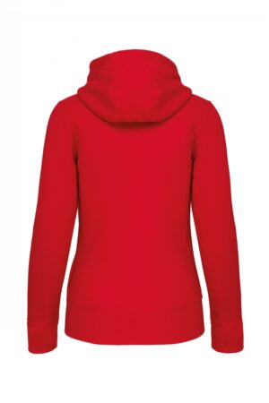 K464 Damessweater met Rits en Capuchon Rood