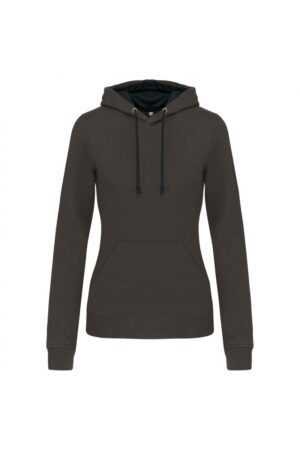 K465 Damessweater met Capuchon in Contrasterende Kleur Dark Grey / Black