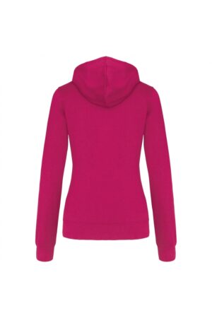 K465 Damessweater met Capuchon in Contrasterende Kleur Fuchsia / Fine Grey