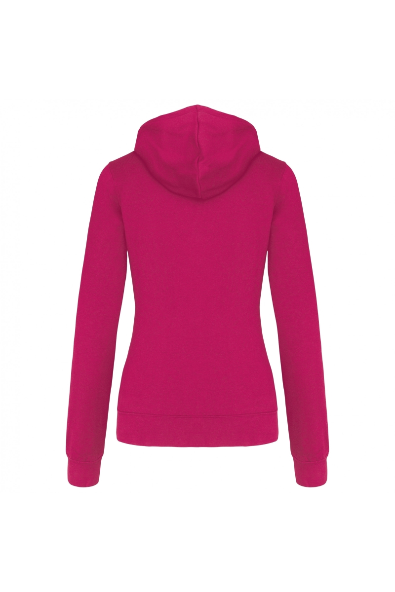 K465 Damessweater met Capuchon in Contrasterende Kleur Fuchsia / Fine Grey