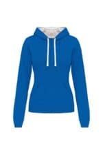 K465 Damessweater met Capuchon in Contrasterende kleur Light Royal Blue / White