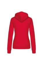 K465 Damessweater met Capuchon in Contrasterende Kleur Red / White