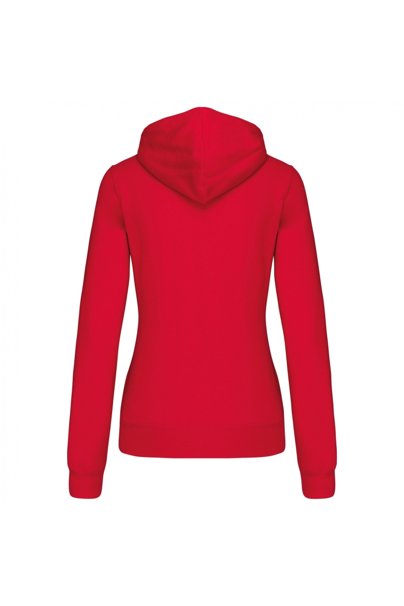 K465 Damessweater met Capuchon in Contrasterende Kleur Red / White