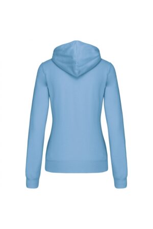 K465 Damessweater met Capuchon in Contrasterende Kleur Sky Blue / White