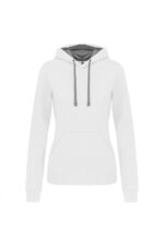 K465 Damessweater met Capuchon in Contrasterende Kleur White / Fine Grey