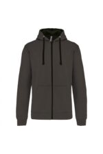 K466 Herensweater met Rits en Capuchon in Contrasterende Kleur Dark Grey / Black