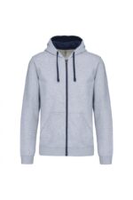 K466 Herensweater met Rits en Capuchon in Contrasterende Kleur Oxford Grey / Navy