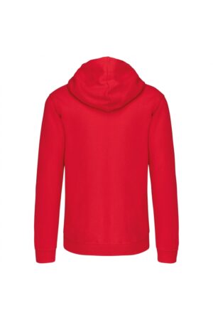 K466 Herensweater met Rits en Capuchon in Contrasterende Kleur Red / White