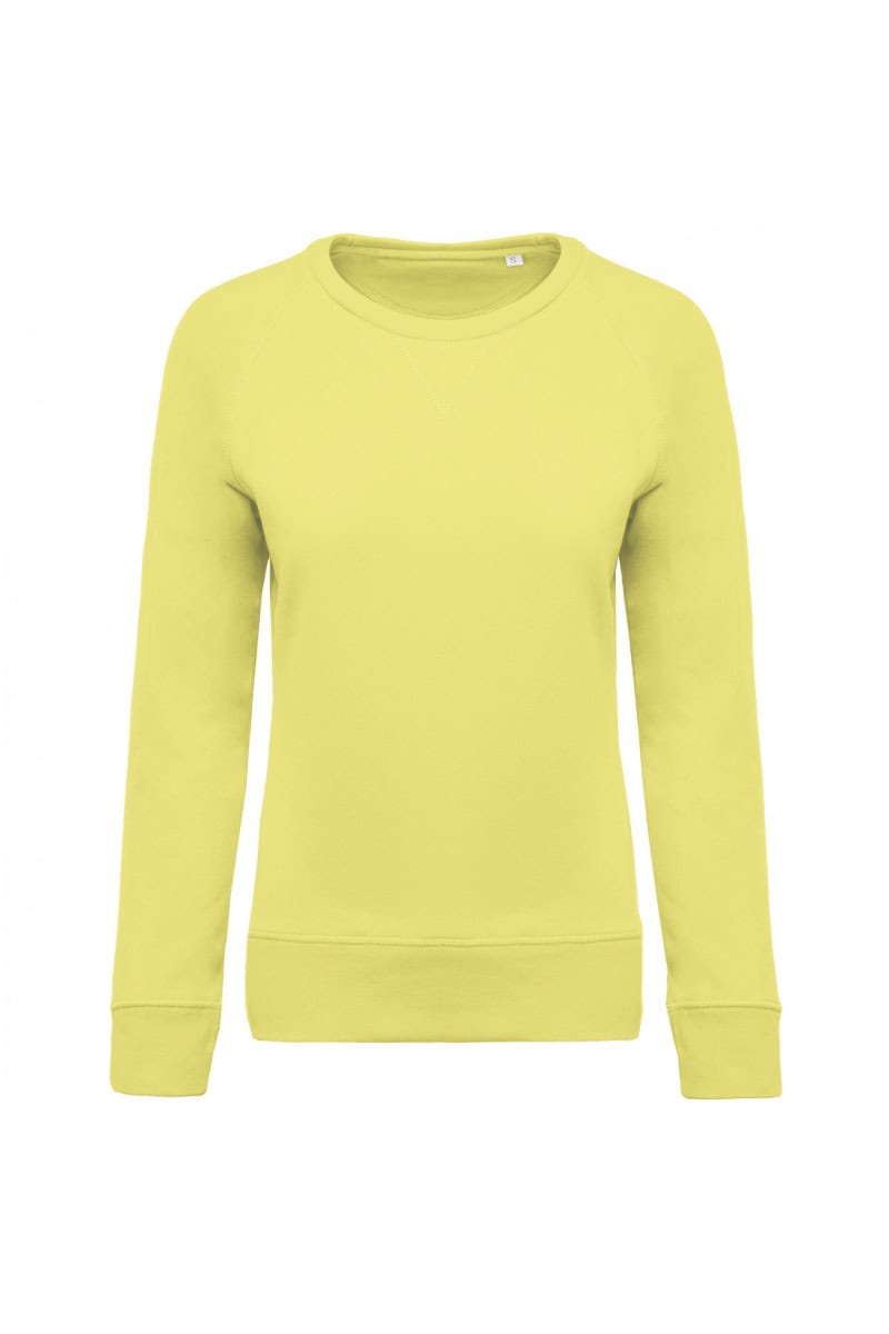K481 Damessweater BIO Ronde Hals Raglanmouwen Lemon Yellow