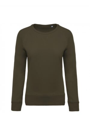 K481 Damessweater BIO Ronde Hals Raglanmouwen Mossy Green