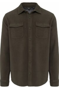 K582 Overhemd van Fleece met Sherpavoering Dark Khaki / Storm Grey