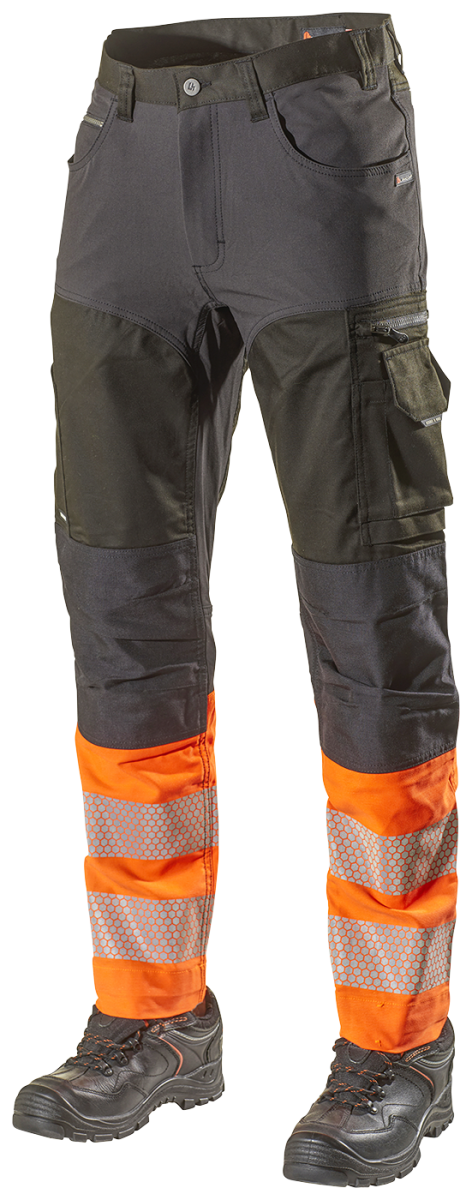 1073PB High-Vis Stretch Werkbroek Zwart/Oranje