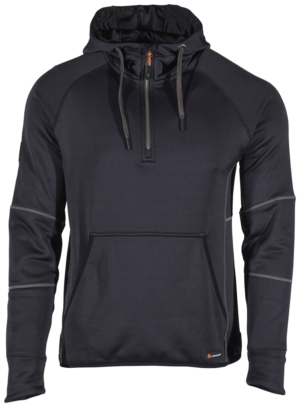 6028P Fleece Hoodie met Korte Rits Zwart