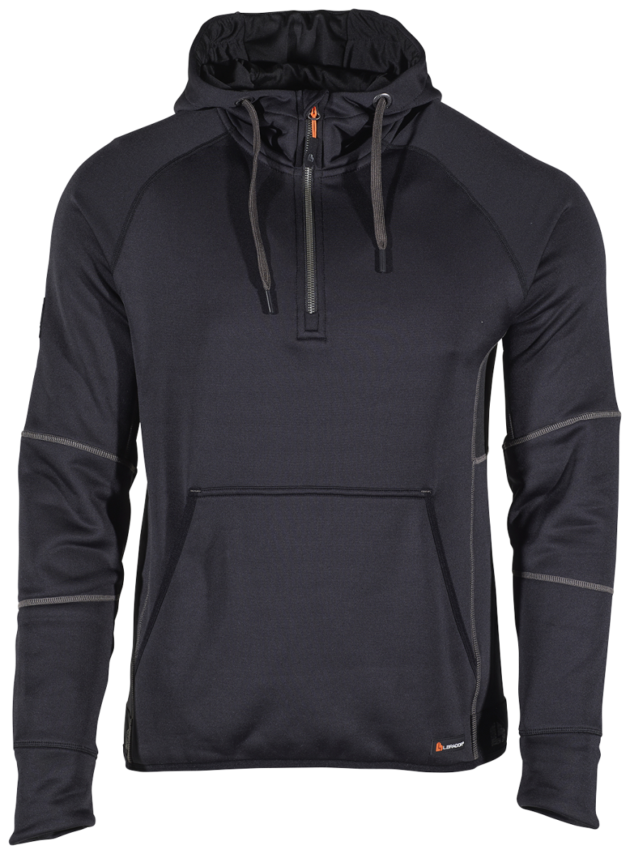 6028P Fleece Hoodie met Korte Rits Zwart