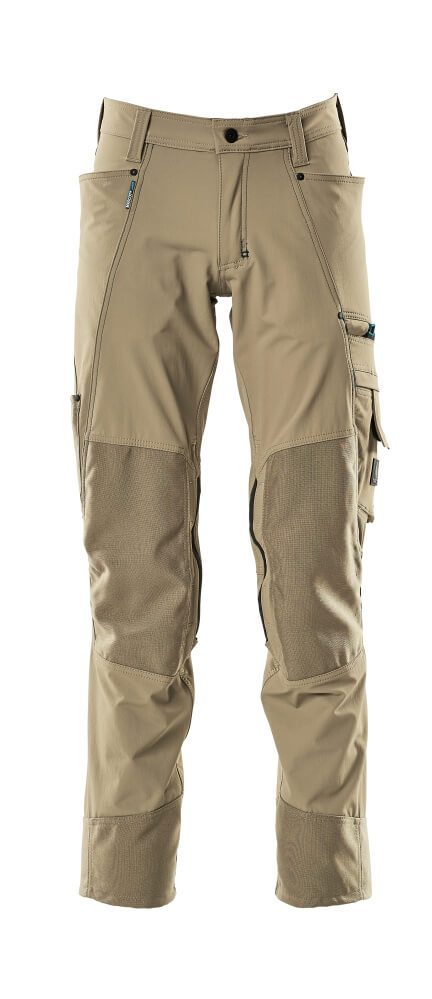 Full Stretch Werkbroek met Kniezakken Beige