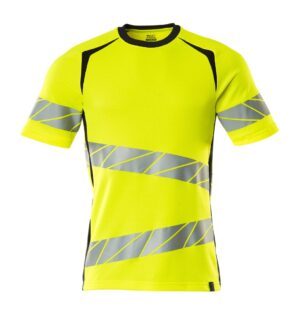 T-shirt moderne pasvorm High Vis Geel/Navy