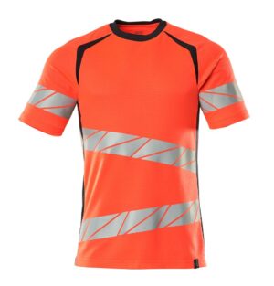 T-shirt moderne pasvorm High Vis Rood/Grijs