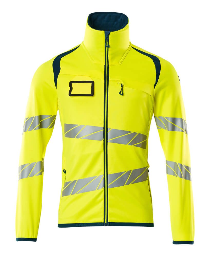 High-Vis Fleecetrui Geel/Donkerpetrol