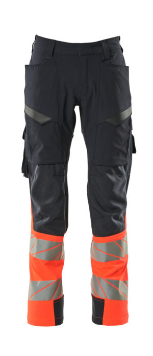 High-Vis Stretch Werkbroek Donkermarine/Rood