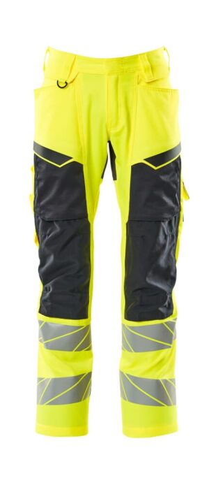 High-Vis Stretch Werkbroek met Kniezakken Geel/Marine