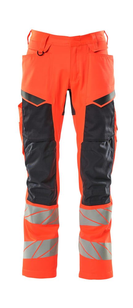 High-Vis Stretch Werkbroek met Kniezakken Rood/Marine