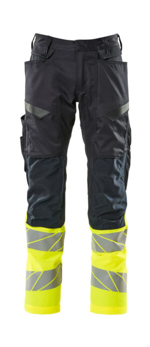 High-Vis Stretch Werkbroek met Kniezakken Navy/Geel