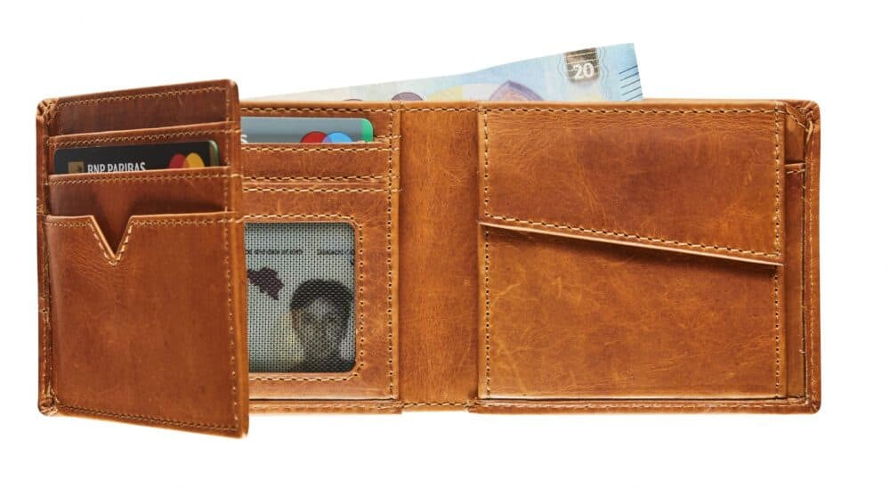 Lederen Billfold RFID Met 2 Biljetvakken Cognac