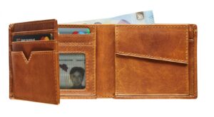 Lederen Billfold RFID Met 2 Biljetvakken Cognac