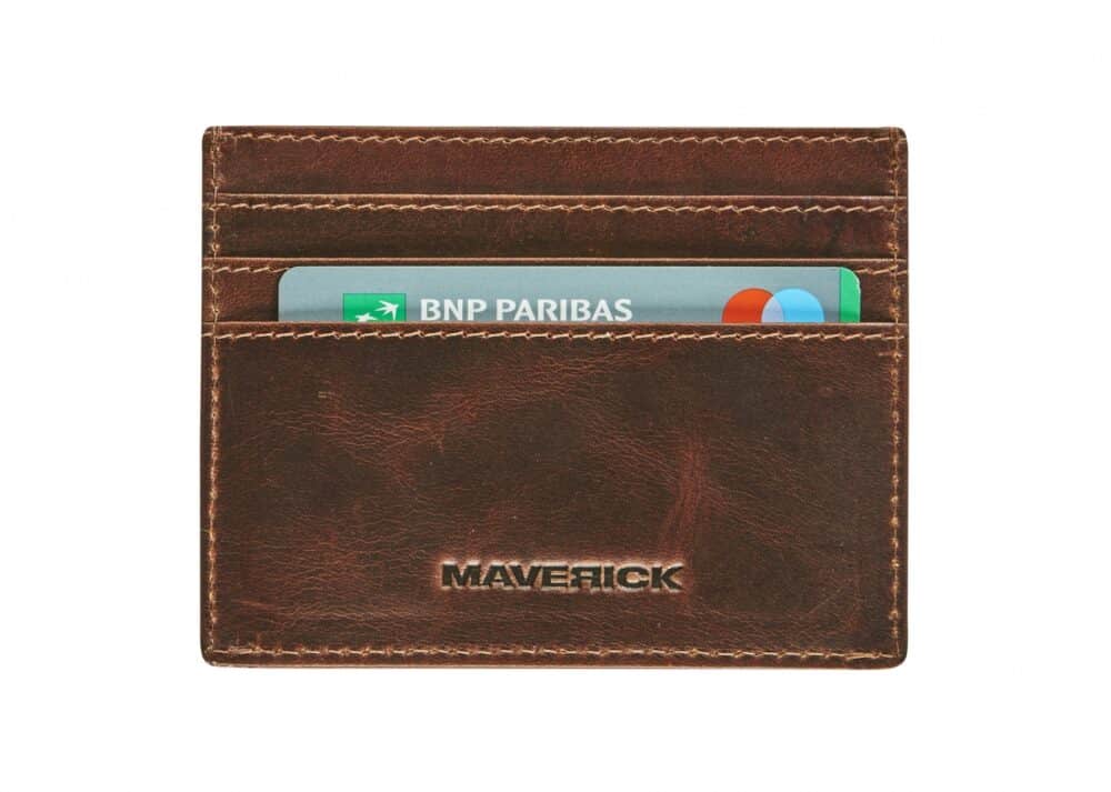 Lederen Kaarthouder RFID Met Drukknopsluiting Bruin