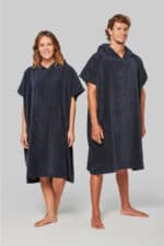 Uniseks poncho met capuchon van badstof Navy