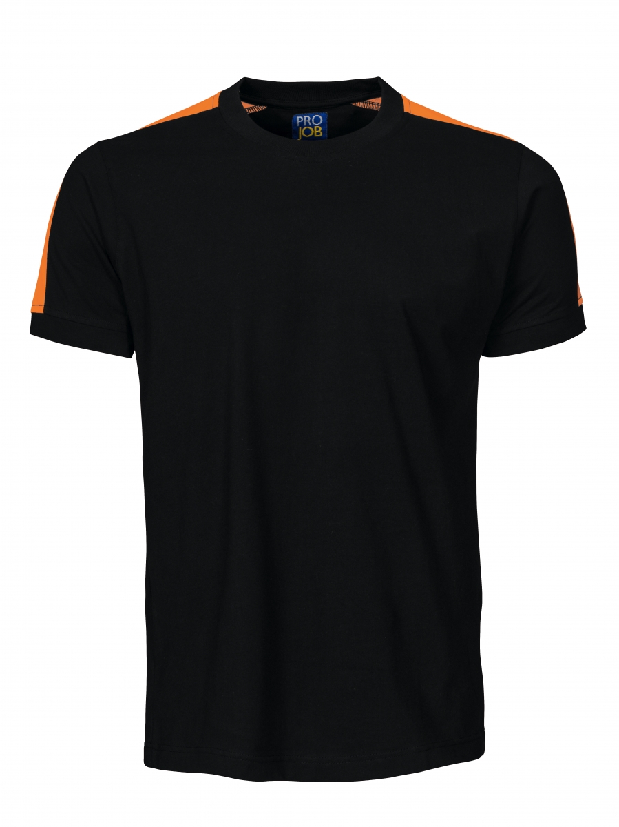 2019 T-SHIRT MET FLUO INZETSTUKKEN zwart/oranje