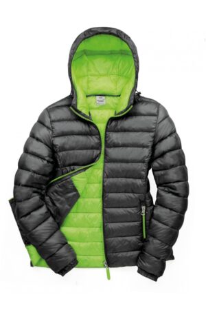 R194F Womens Snow Bird Hooded Jacket Black / Lime