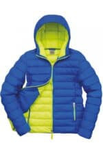 R194F Womens Snow Bird Hooded Jacket Ocean Blue / Lime Punch