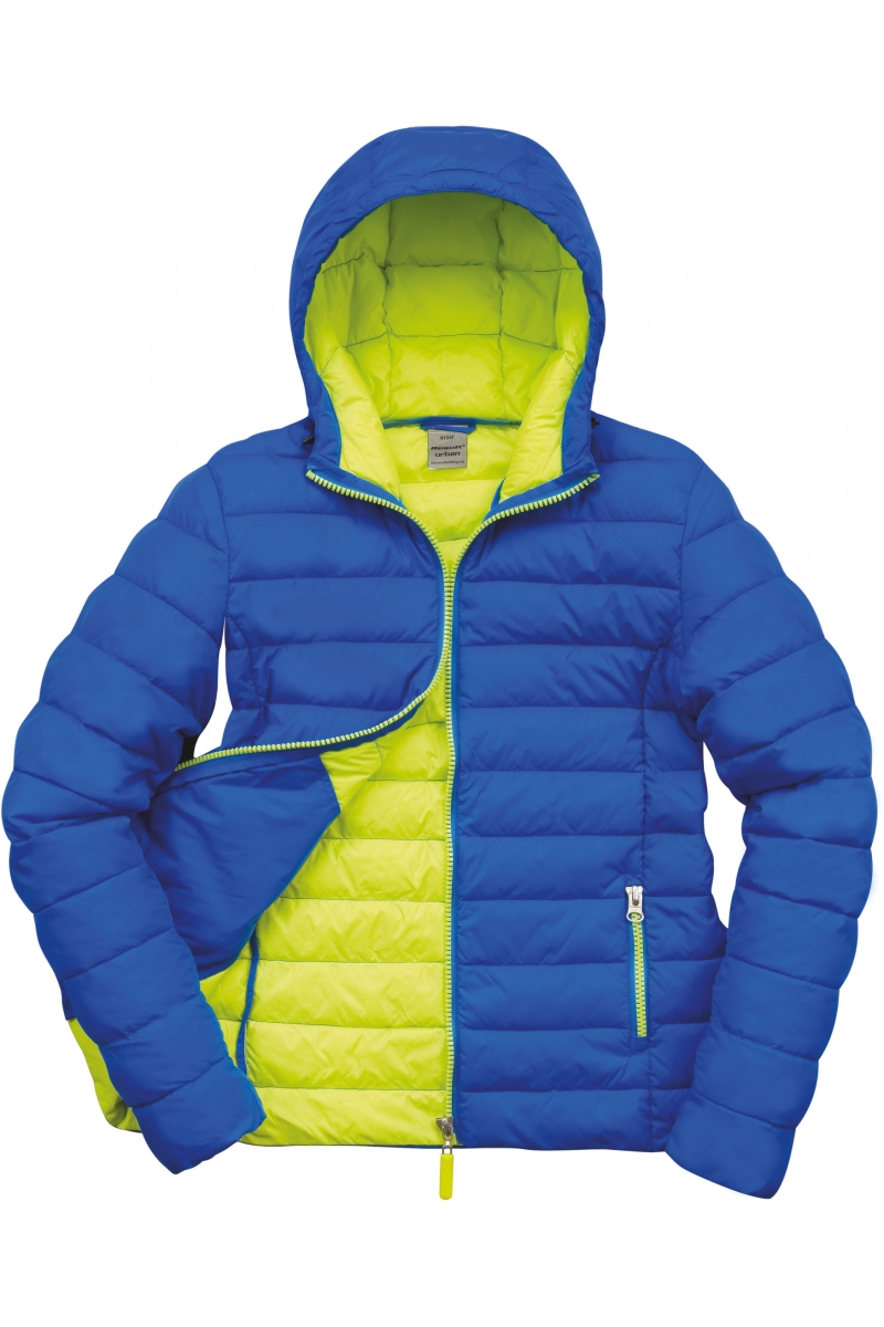 R194F Womens Snow Bird Hooded Jacket Ocean Blue / Lime Punch