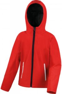 R224JY Softshell Kids met Kap Red/Black