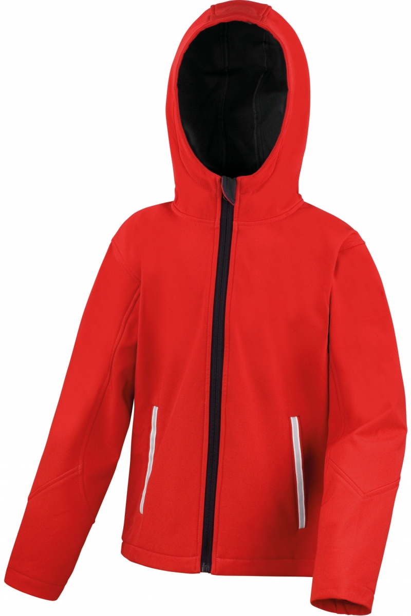 R224JY Softshell Kids met Kap Red/Black