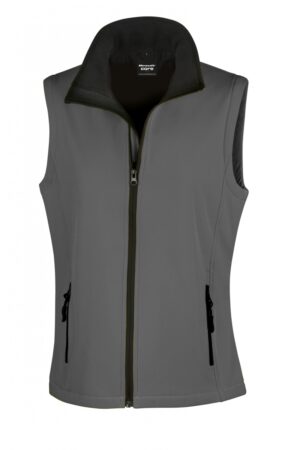 R232F Core Ladies Printable Softshell Bodywarmer Charcoal / Black