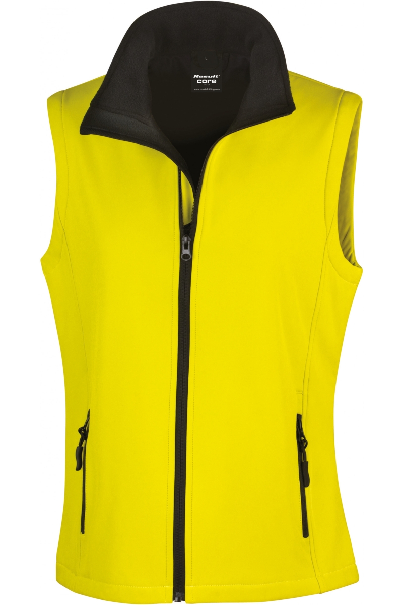 R232F Core Ladies Printable Softshell Bodywarmer Yellow / Black