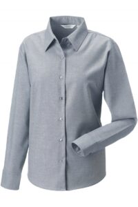 RU932F Ladies' Long Sleeve Easy Care Oxford Shirt Silver