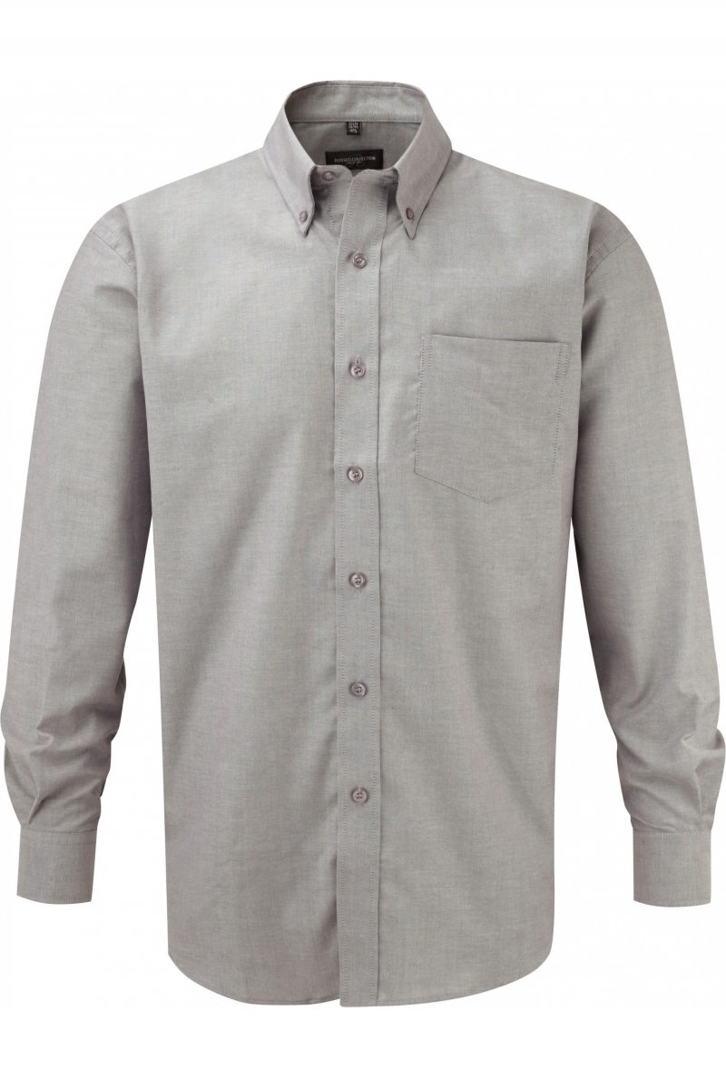 RU932M Mens' Long Sleeve Easy Care Oxford Shirt Silver