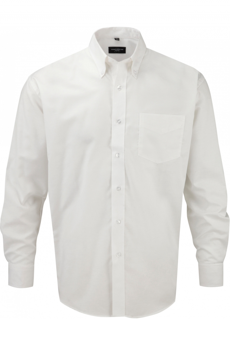 RU932M Mens' Long Sleeve Easy Care Oxford Shirt Wit