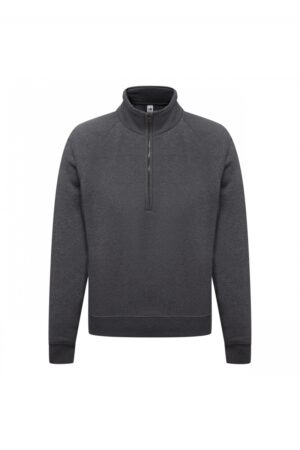 SC165 Premium Zip Neck Sweat Dark Heather Grey