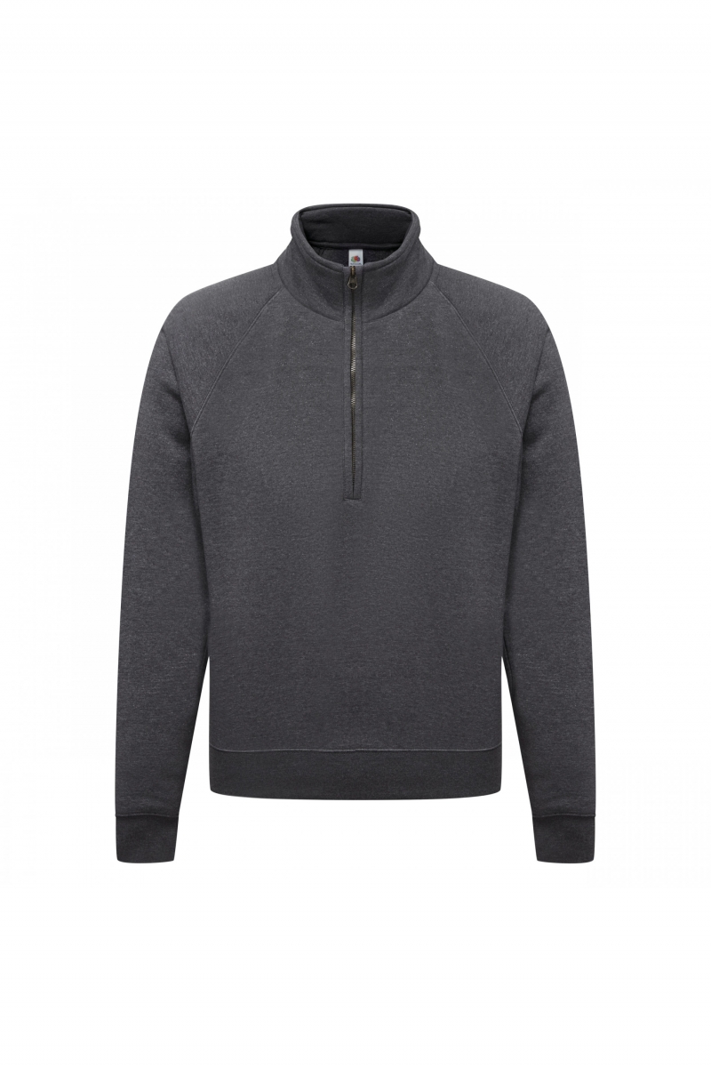 SC165 Premium Zip Neck Sweat Dark Heather Grey