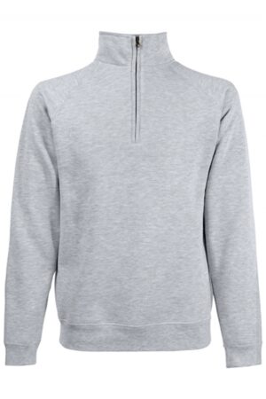 SC165 Premium Zip Neck Sweat Heather Grey