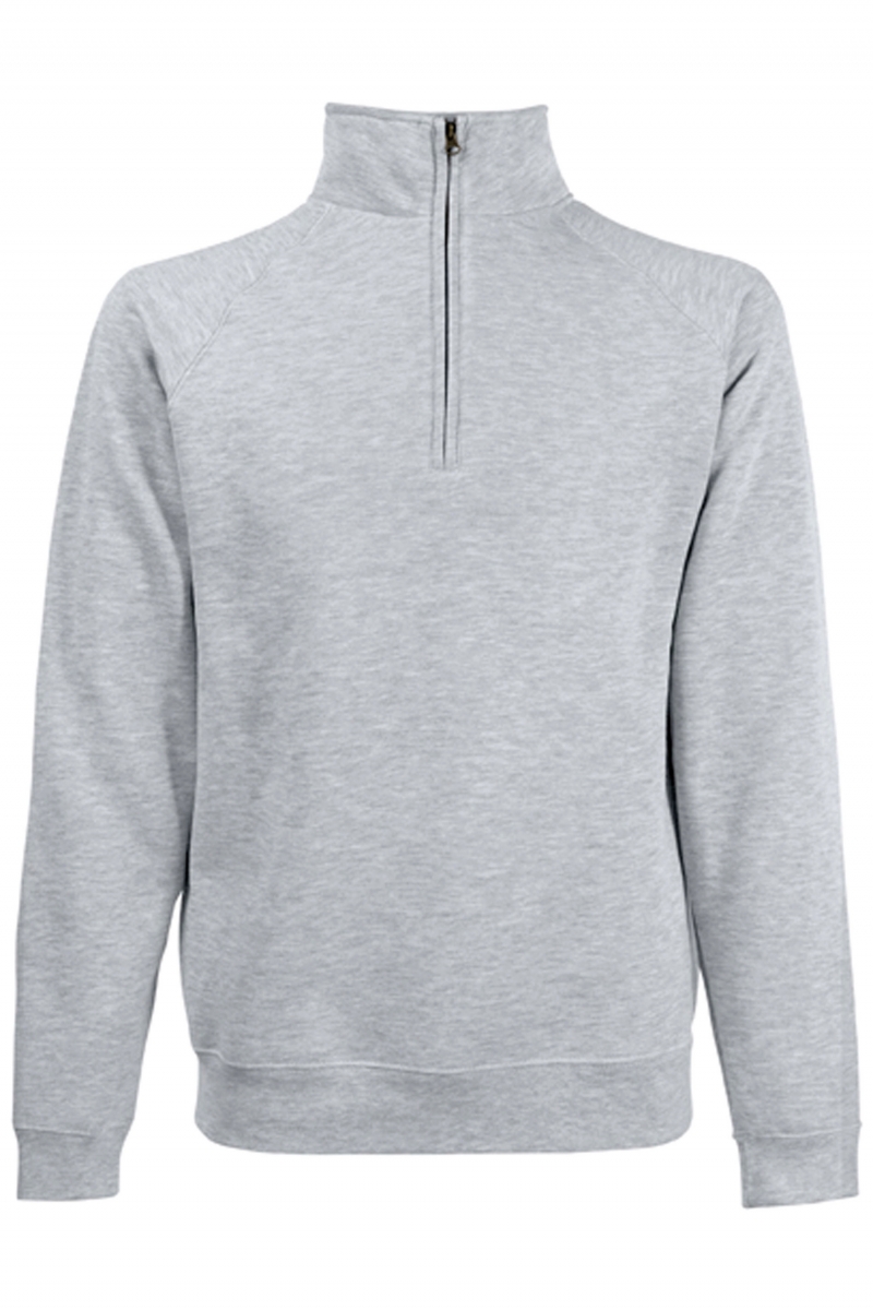 SC165 Premium Zip Neck Sweat Heather Grey