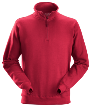 2818 Sweatshirt met 1/2 Rits Chili rood