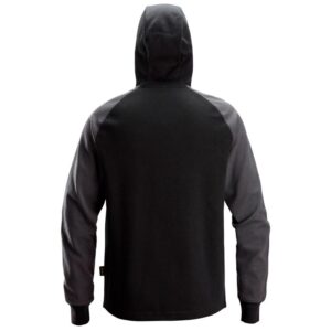 2842 Tweekleurige Hoodie met Korte Rits Zwart/Grijs