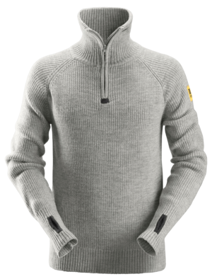 2905 Wollen Sweater 1/2-Zip Gemeleerd grijs