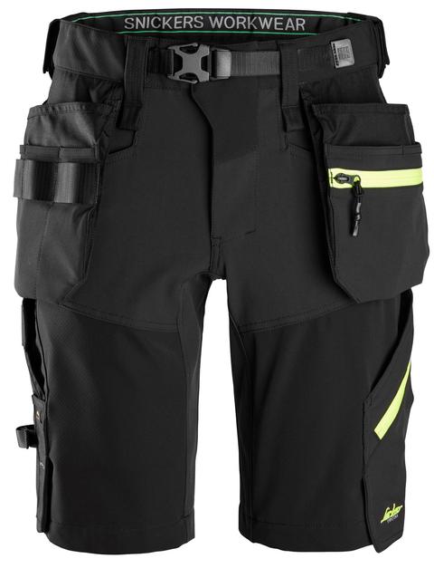 6140 Softshell Stretch Werkshort met Holsterzakken Zwart